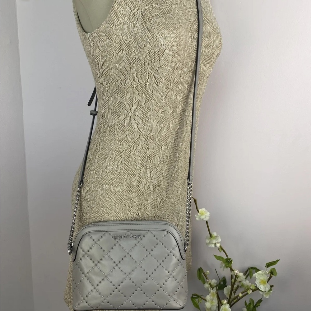 Michael Kors Jet Set Adele Grey Quilted Leather Crossbody Adjustable Strap XC - Picture 4 of 12